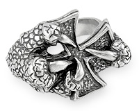 Серебряное кольцо железный крест в когтях
