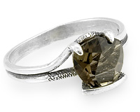 Кольцо серебро с треугольным раухтопазом