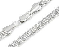 Серебряная цепь бисмарк полуобъемный, 5 мм