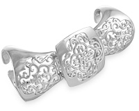 Кольцо на две фаланги, серебро, ажурный узор