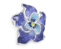 Подвеска - кулон с цветком синего цвета, серебро, эмаль