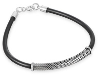 Черный каучуковый браслет, вставка-чокер из серебра