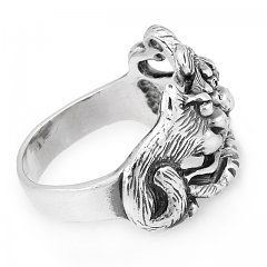 Кольцо в виде кота и собаки, вид сбоку, серебро 925