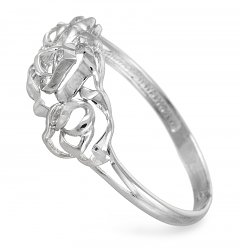 Мини-кольцо с тремя розочками и алмазными гранями, вид сбоку