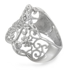Женское кольцо с ажурным рисунком, вид сбоку