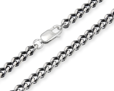 Серебряная цепочка панцирь, с алмазкой, 4 мм