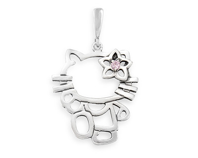 Кулончик из серебра Hello Kitti c фианитом