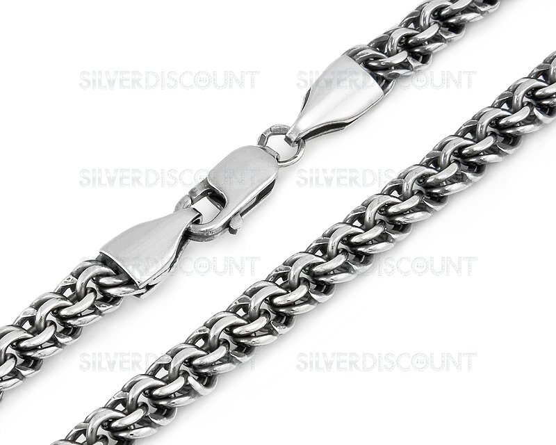Мужская цепь плетения бисмарк, черненая 5,5 мм купить на SilverDiscount.ru