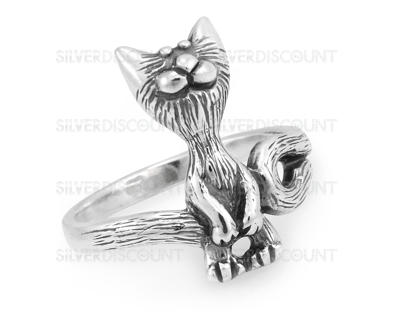 Серебряное колечко с котиком - милашкой купить на SilverDiscount.ru