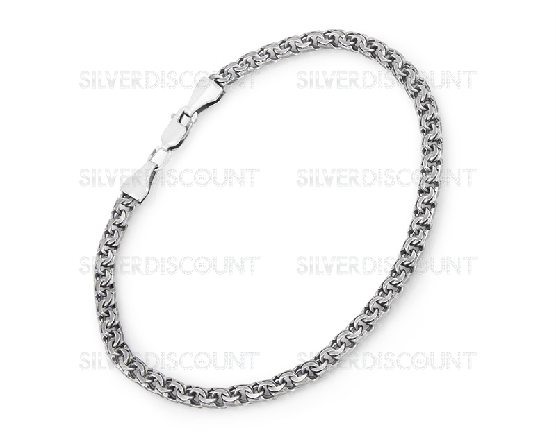 Браслет бисмарк плоский, черненое серебро, 4,5 мм купить наSilverDiscount.ru
