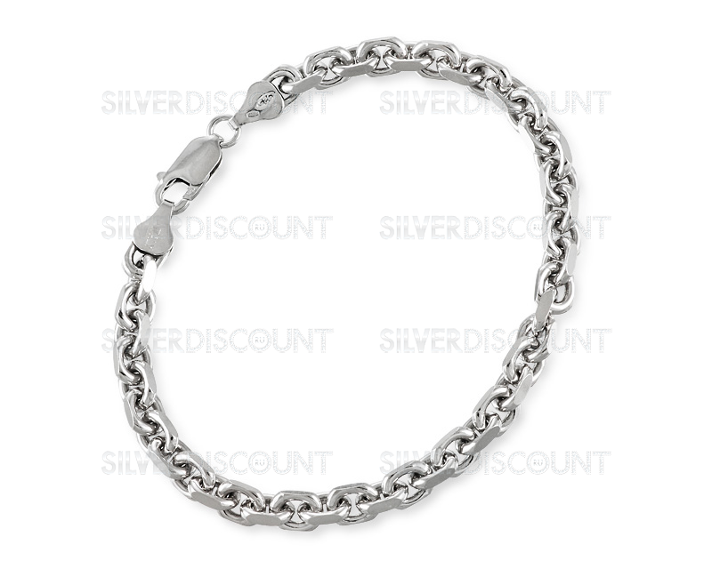 Родированный браслет якорного плетения, 5 мм купить на SilverDiscount.ru