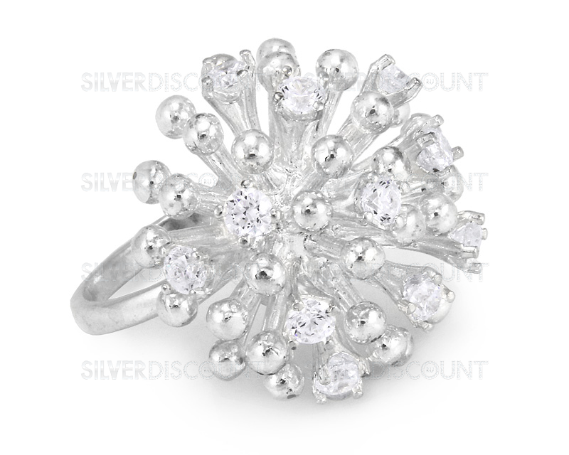 Кольцо - женский серебряный перстень Белый цветок купить наSilverDiscount.ru