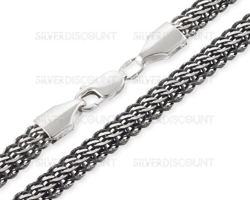 Черная серебряная цепочка питон с огранкой, 7 мм купить на SilverDiscount.ru