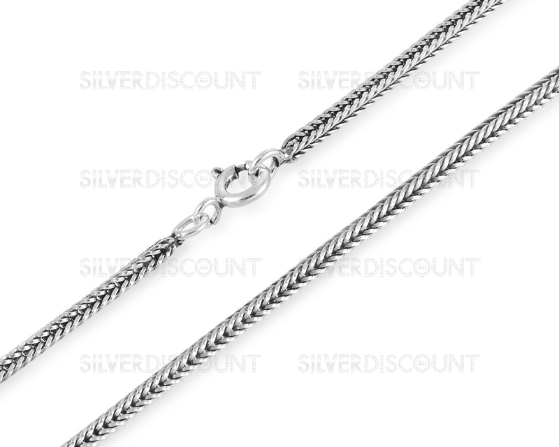Серебряная цепочка плетение лисий хвост 50 см длина