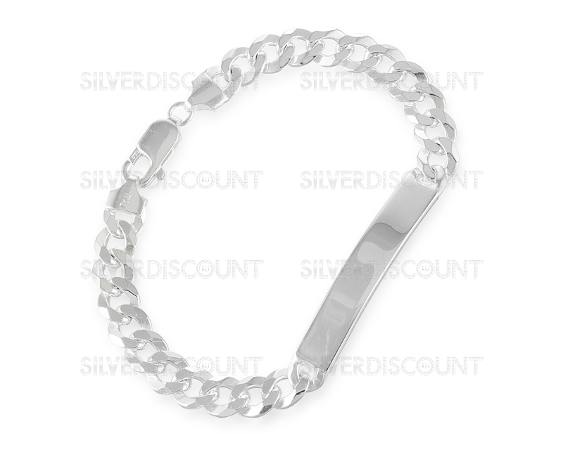 Браслет из серебра с пластиной под гравировку, 8мм купить на SilverDiscount.ru