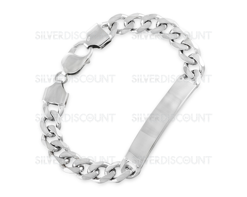 Панцирный браслет с пластиной под гравировку, 0,9 см купить наSilverDiscount.ru